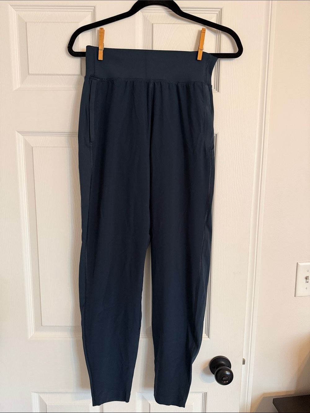 Athleta Navy High-Waist Tapered Joggers